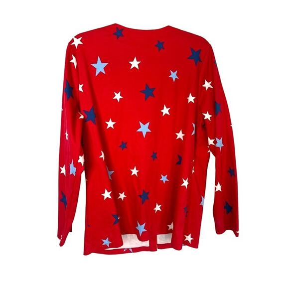 Quacker Factory Button Down Womens L Red Star Print Patriotic Rhinestone Button - Picture 4 of 10
